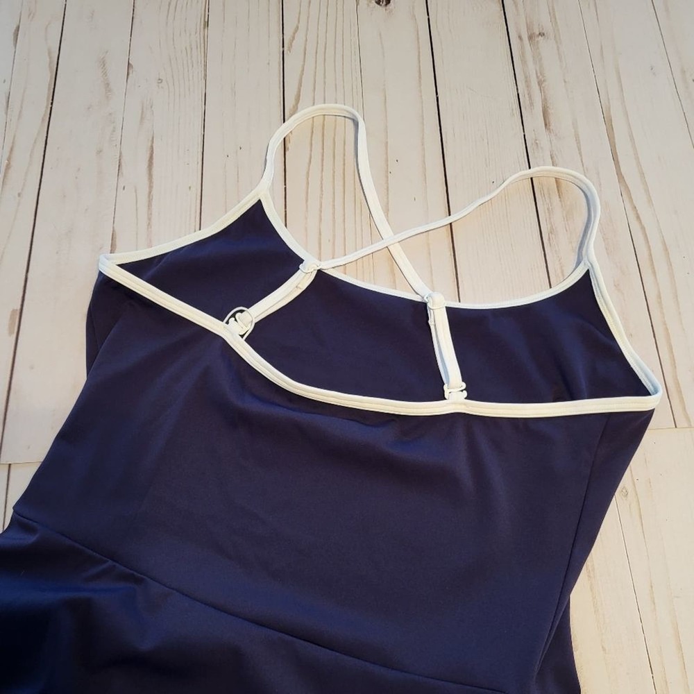 Halara Cloudful Air Navy Blue White Trim Criss-cross Side Slit Mini Dress Medium - Picture 2 of 6